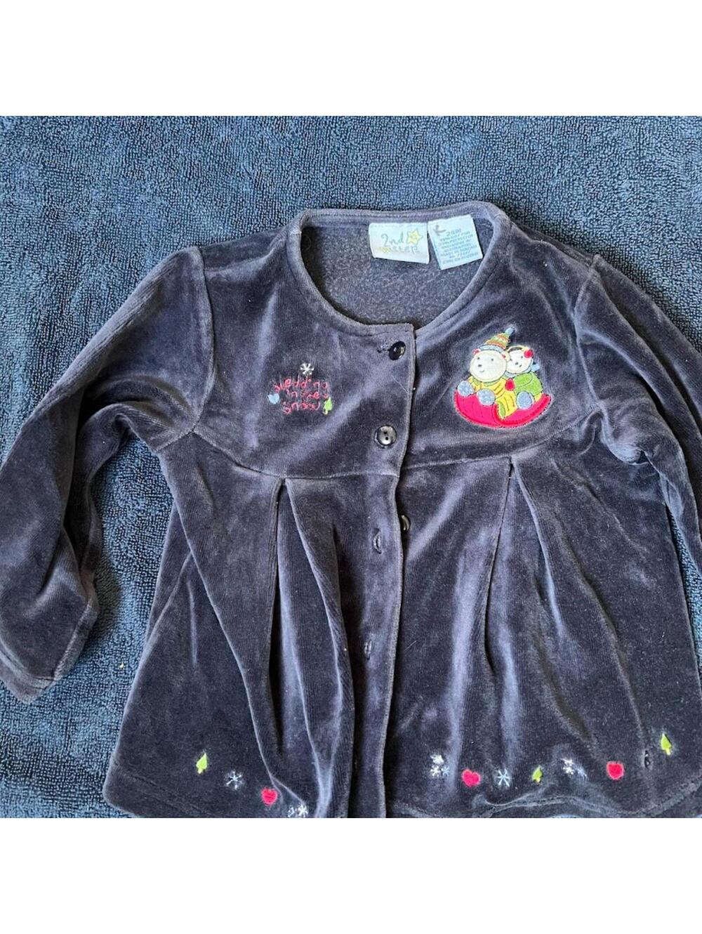 Navy Vintage Bears Sledding Cardigan Second Step 24M